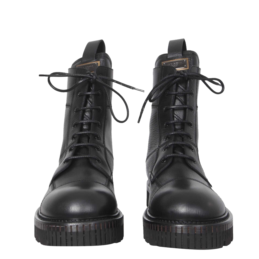 

Dolce & Gabbana Black Leather Bernini Boots Size IT