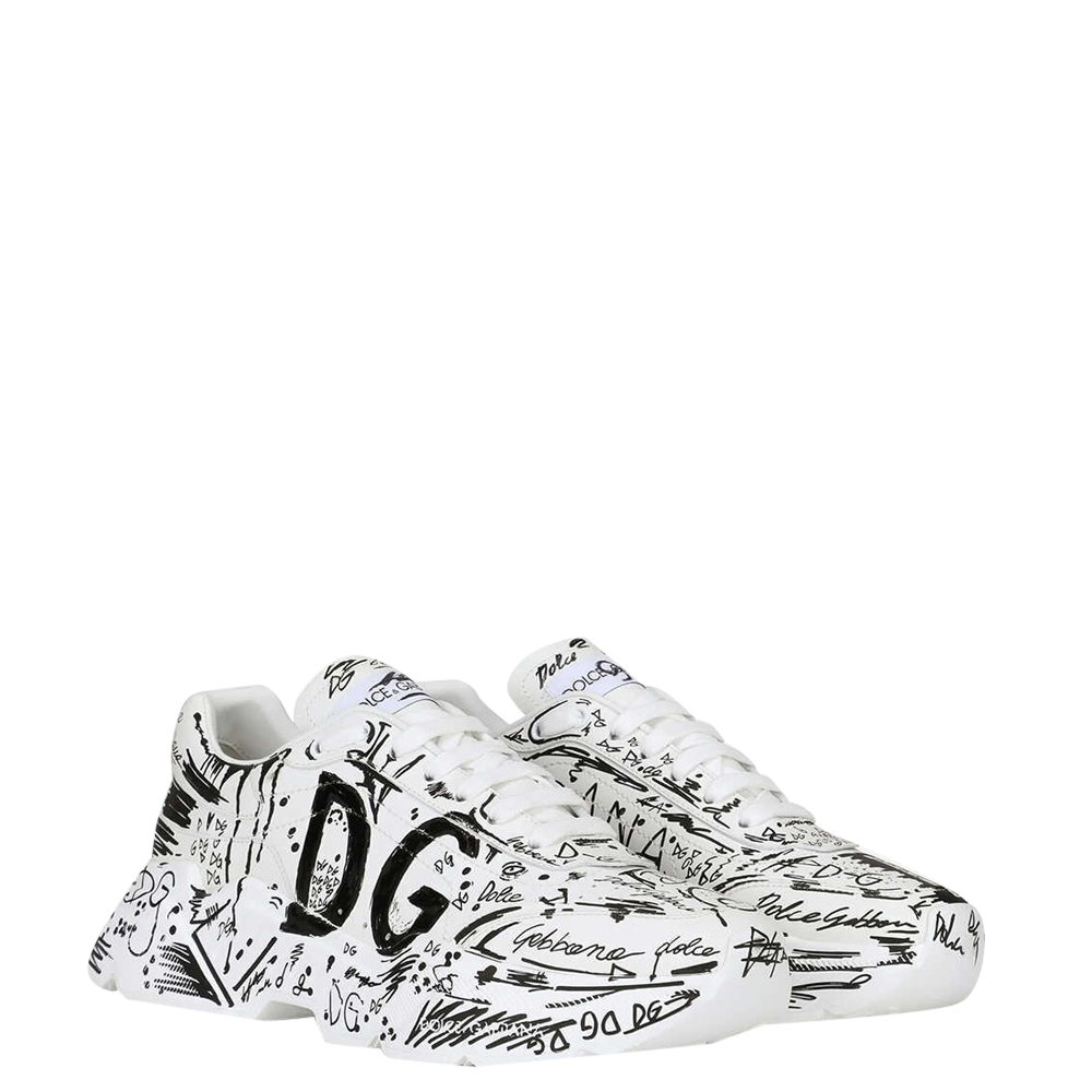 

Dolce & Gabbana White Hand Painted “graffiti” Daymaster Sneakers Size EU, Black