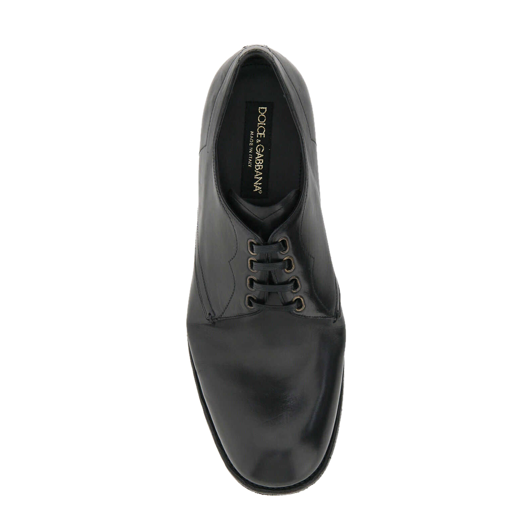 

Dolce & Gabbana Black Leather Vintage Lace-Up Shoes Size IT