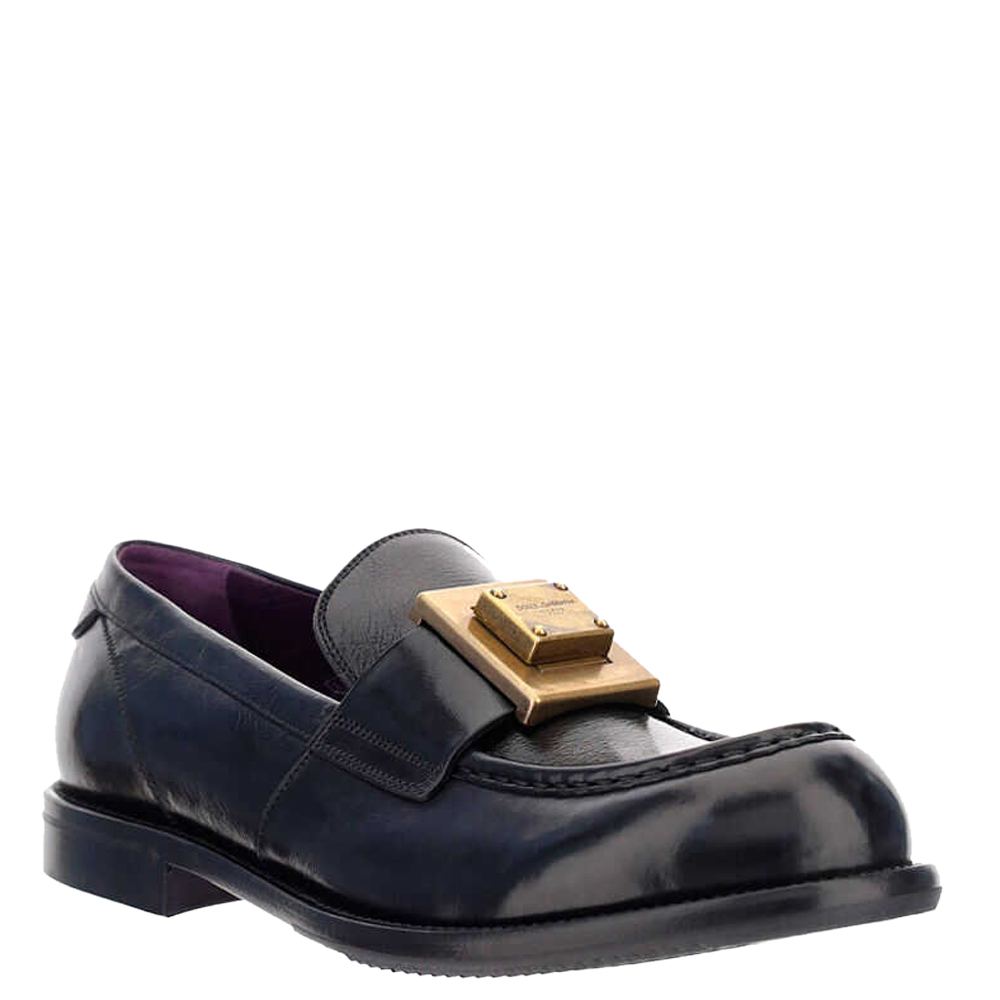 

Dolce & Gabbana Black calfskin branded plate Mino Loafers Size IT