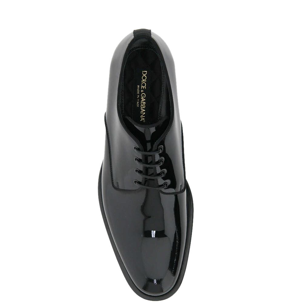 

Dolce & Gabbana Black Gossy Patent Leather Lace-Up Derby Shoes Size IT