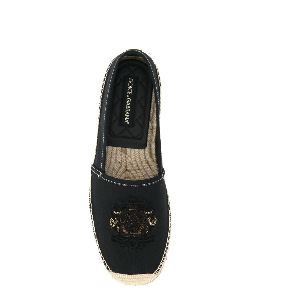 

Dolce & Gabbana Black Canvas oat of arms embroidery espadrilles Size IT