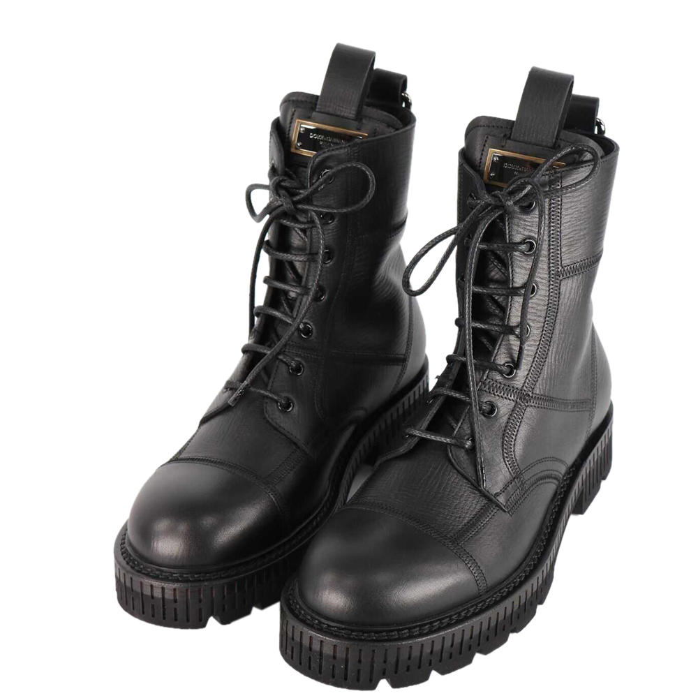 

Dolce & Gabbana Black Leather Cowhide Laced Up Boot Size IT