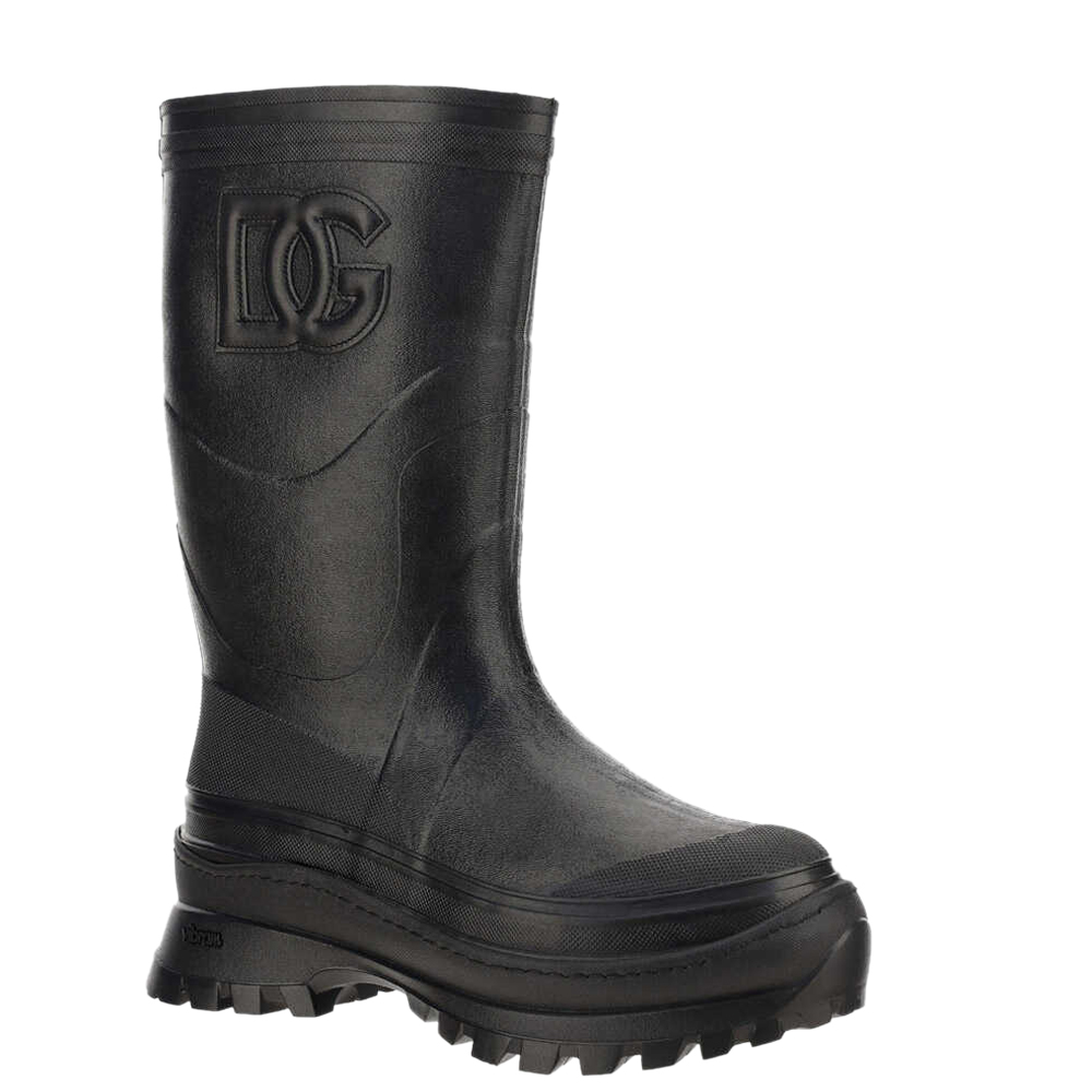 

Dolce & Gabbana Black Metallic Rubber DG logo Boots Size IT