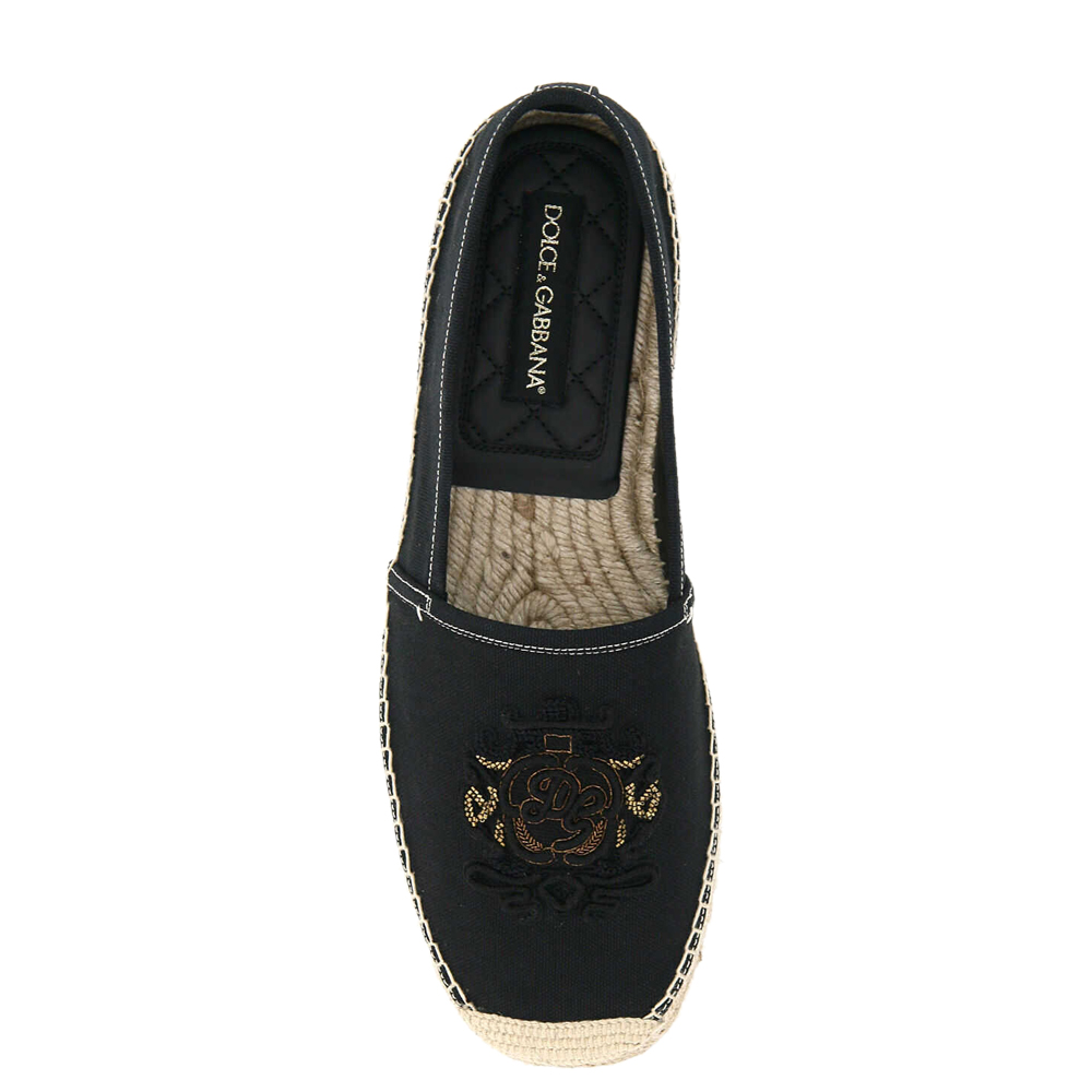 

Dolce & Gabbana Black Embroidered DG Canvas Espadrilles Size IT