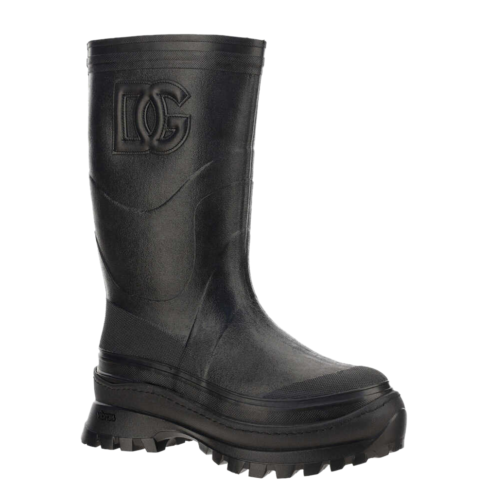 

Dolce & Gabbana Black Metallic Rubber DG Boots Size IT