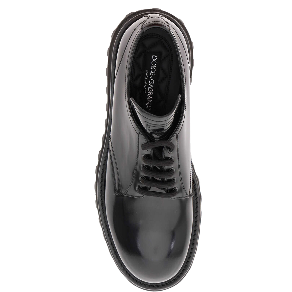 

Dolce & Gabbana Black Brushed calfskin Leather extra-light sole Derby Shoes Size IT