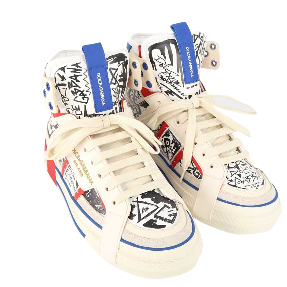 

Dolce & Gabbana White/Multicolor Graffiti High Top Sneakers Size IT