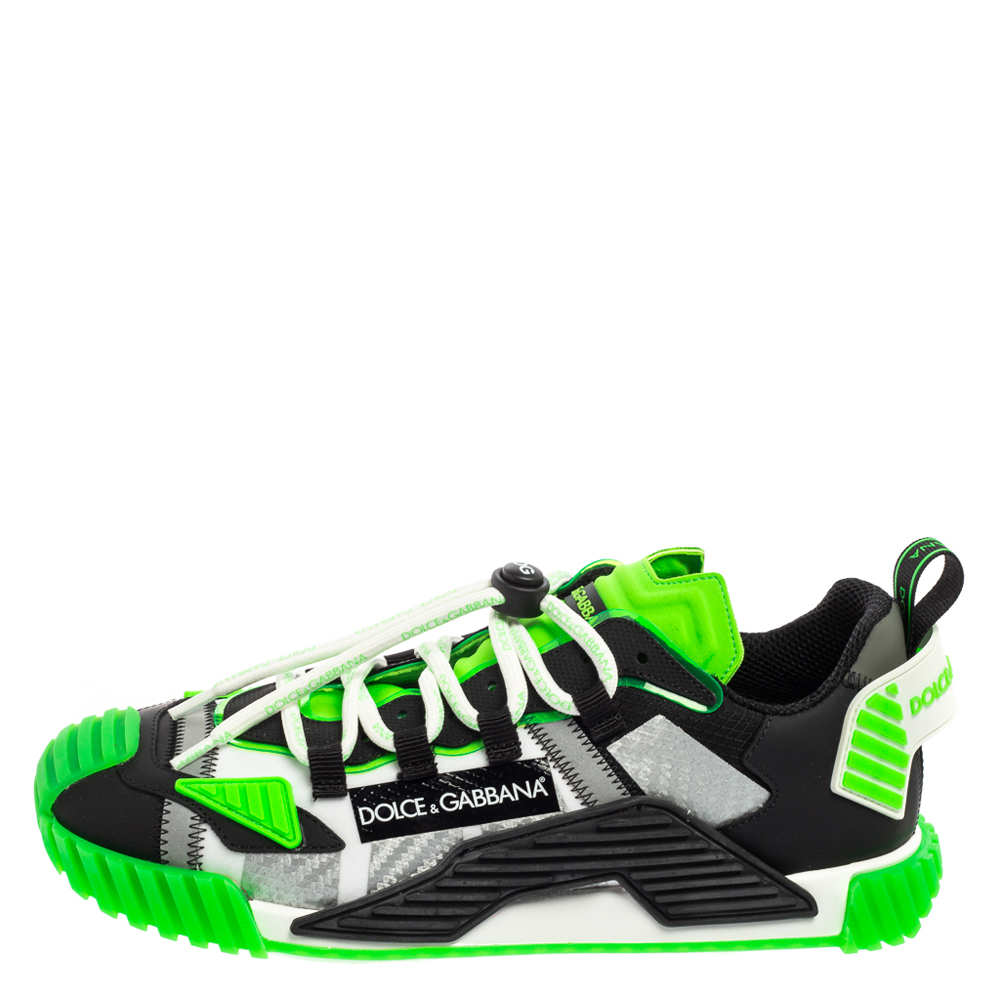 

Dolce & Gabbana Tricolor Leather And Fabric Lace Up Sneakers Size, Green