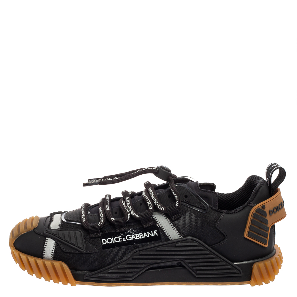 

Dolce & Gabbana Black/Grey Leather And Fabric Sneakers Size