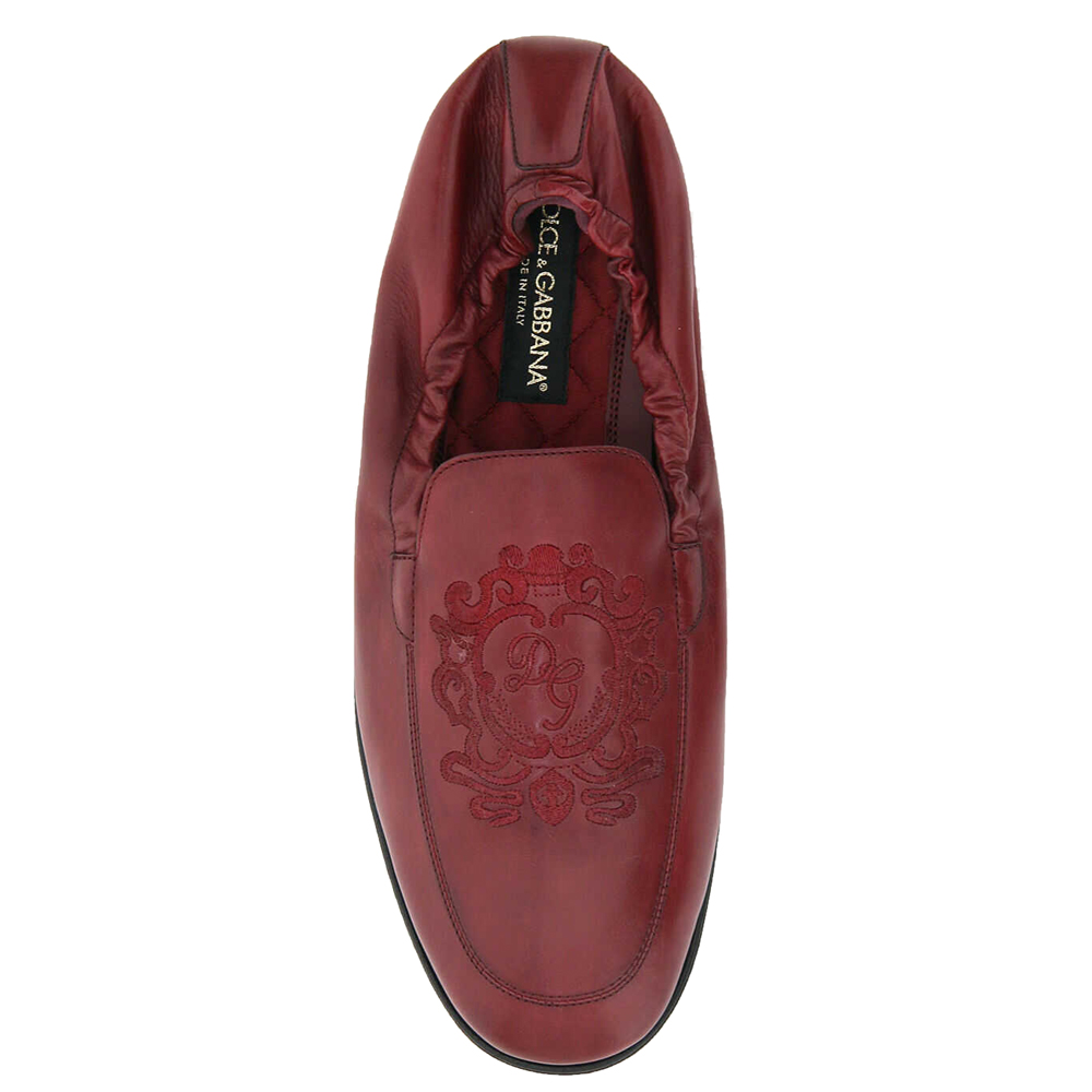 

Dolce & Gabbana Red Calfskin Leather Coat Of Arms Embroidery Loafers & Moccasins Size IT
