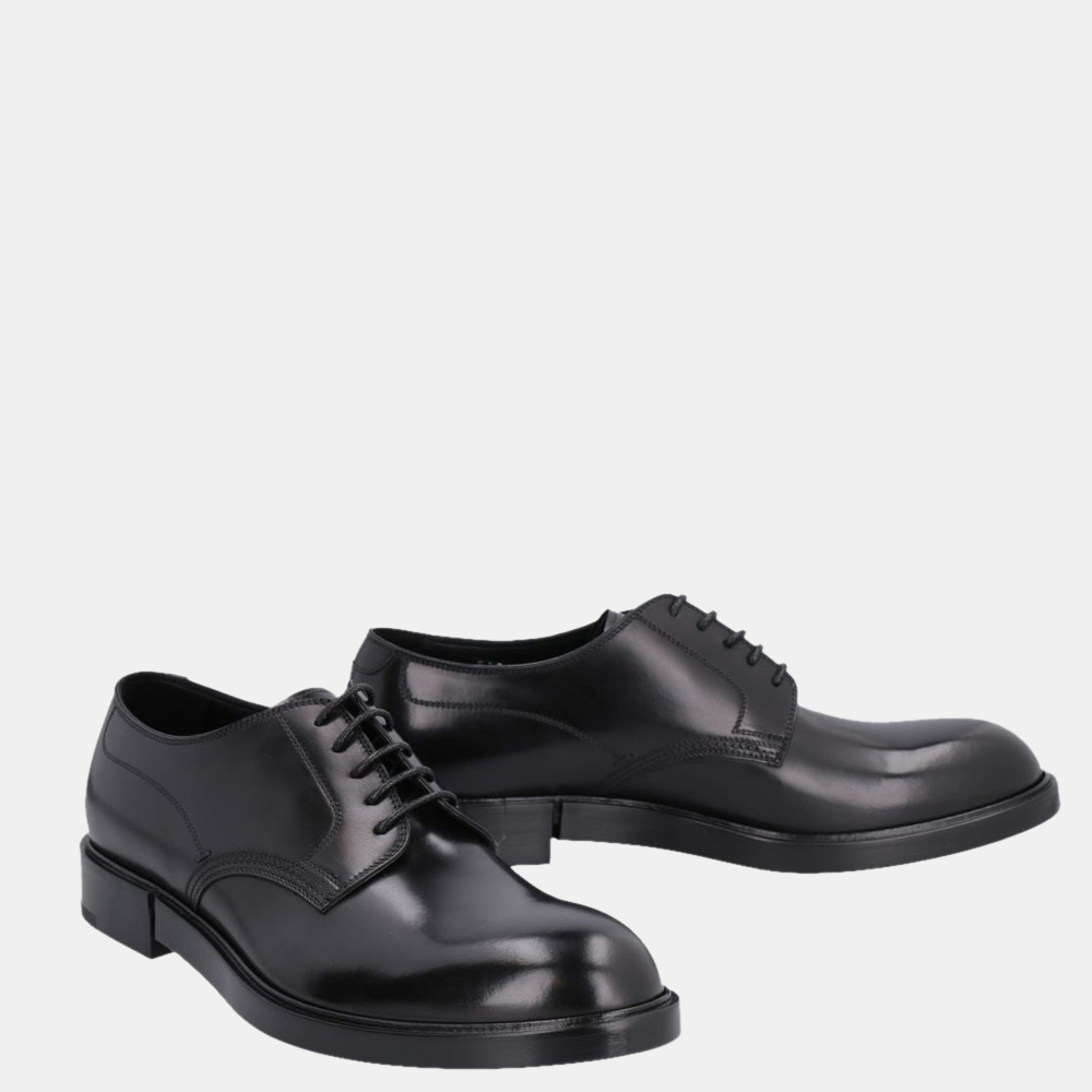 

Dolce & Gabbana Black Brushed calfskin Leather Lace-up Derby Shoes Size EU