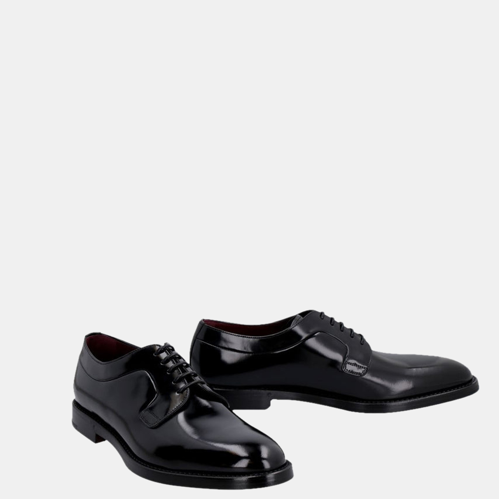

Dolce & Gabbana Black Brushed calfskin Leather Lace-up Derby Shoes Size EU