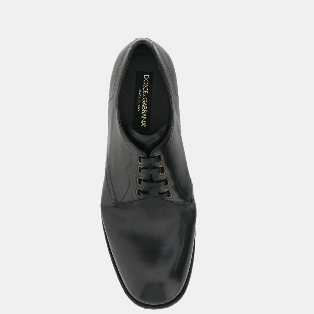 

Dolce & Gabbana Black Vintage-finish calfskin Leather derby Shoes Size EU