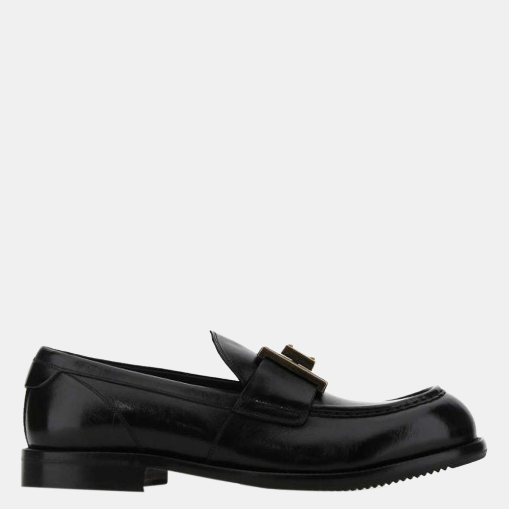 

Dolce & Gabbana Black Leather logo-plaque Shoes Size EU