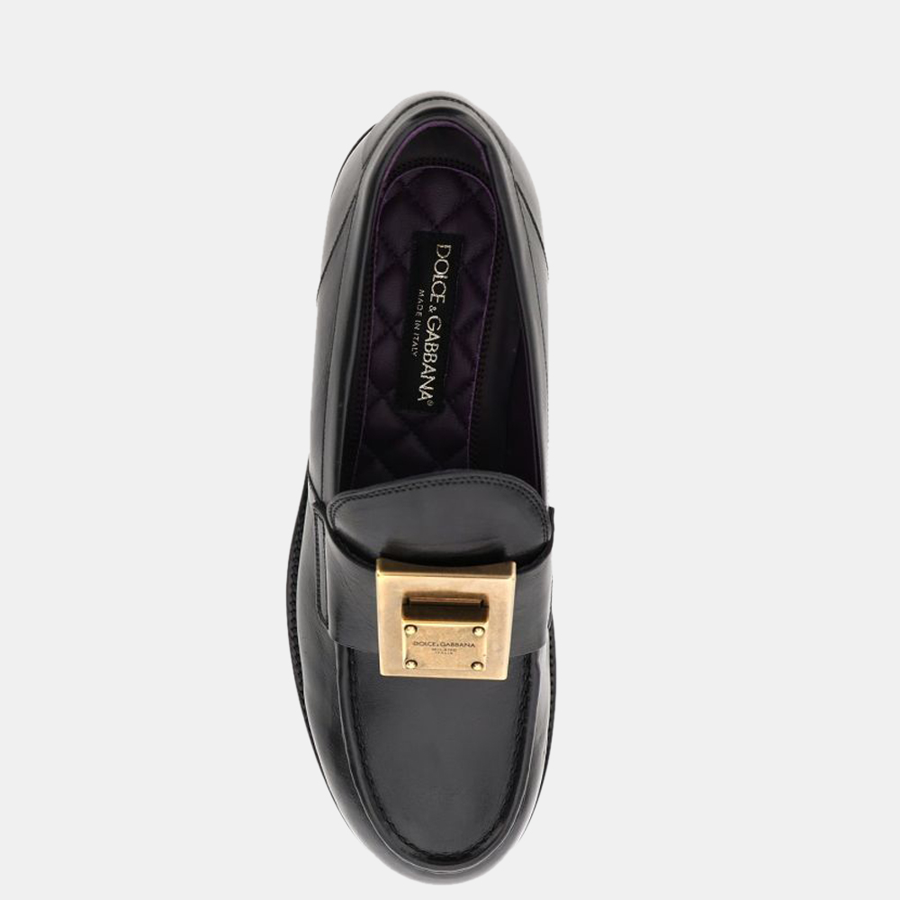 

Dolce & Gabbana Black Leather logo-plaque Shoes Size EU