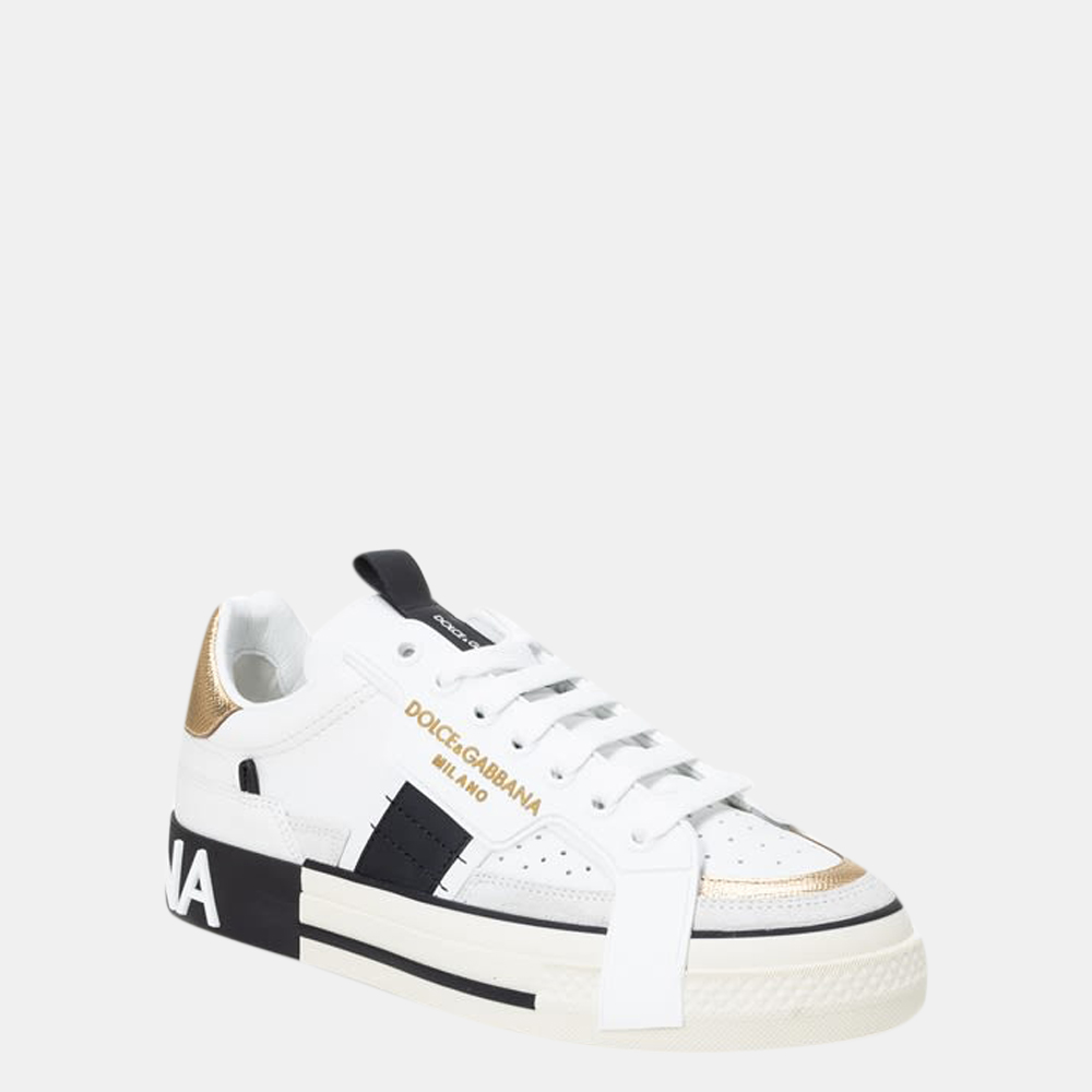 

Dolce & Gabbana White/Gold Calfskin 2.Zero Custom Sneaker Size EU