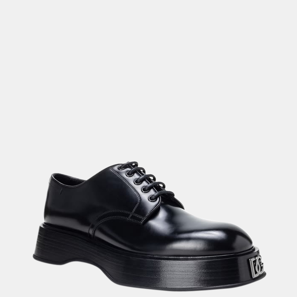 

Dolce & Gabbana Black Brushed calfskin Leather Derby Shoes Size EU
