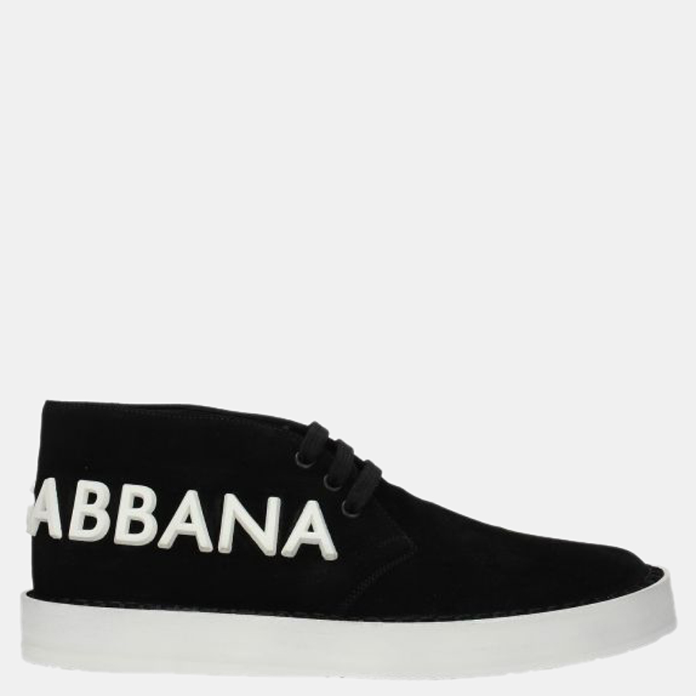 Pre-owned Dolce & Gabbana Black Logo Lace Up Trainer Size Us 9.5 Eu 42.5