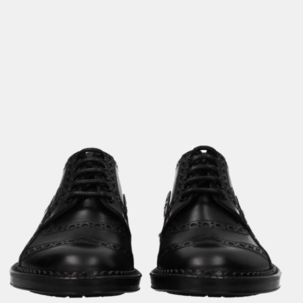 

Dolce & Gabbana Black Leather Brogue Detailing Lace up Derby Shoes Size US 10 EU