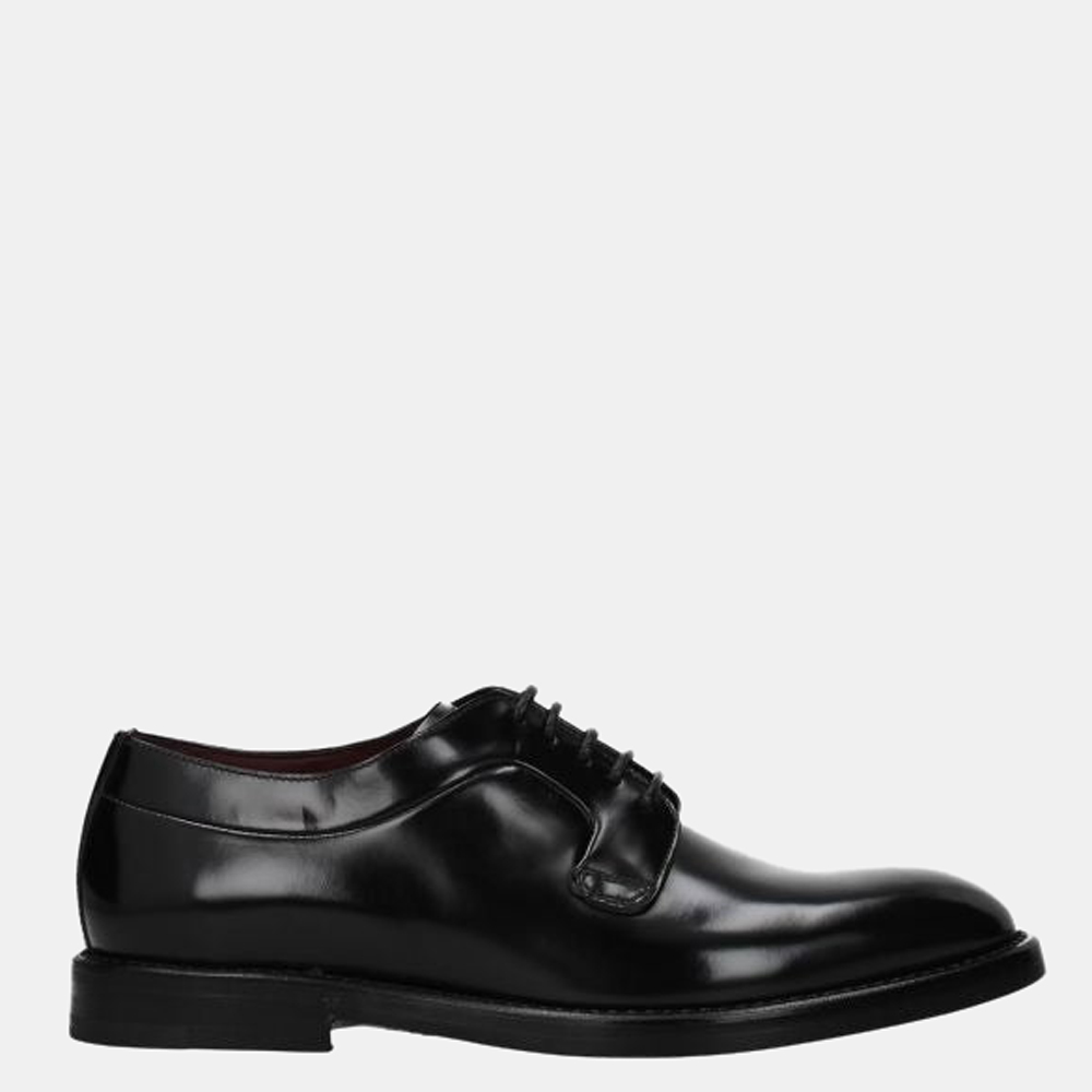 

Dolce & Gabbana Black Brushed Calfskin Leather Derby Shoes Size US 9.5 EU
