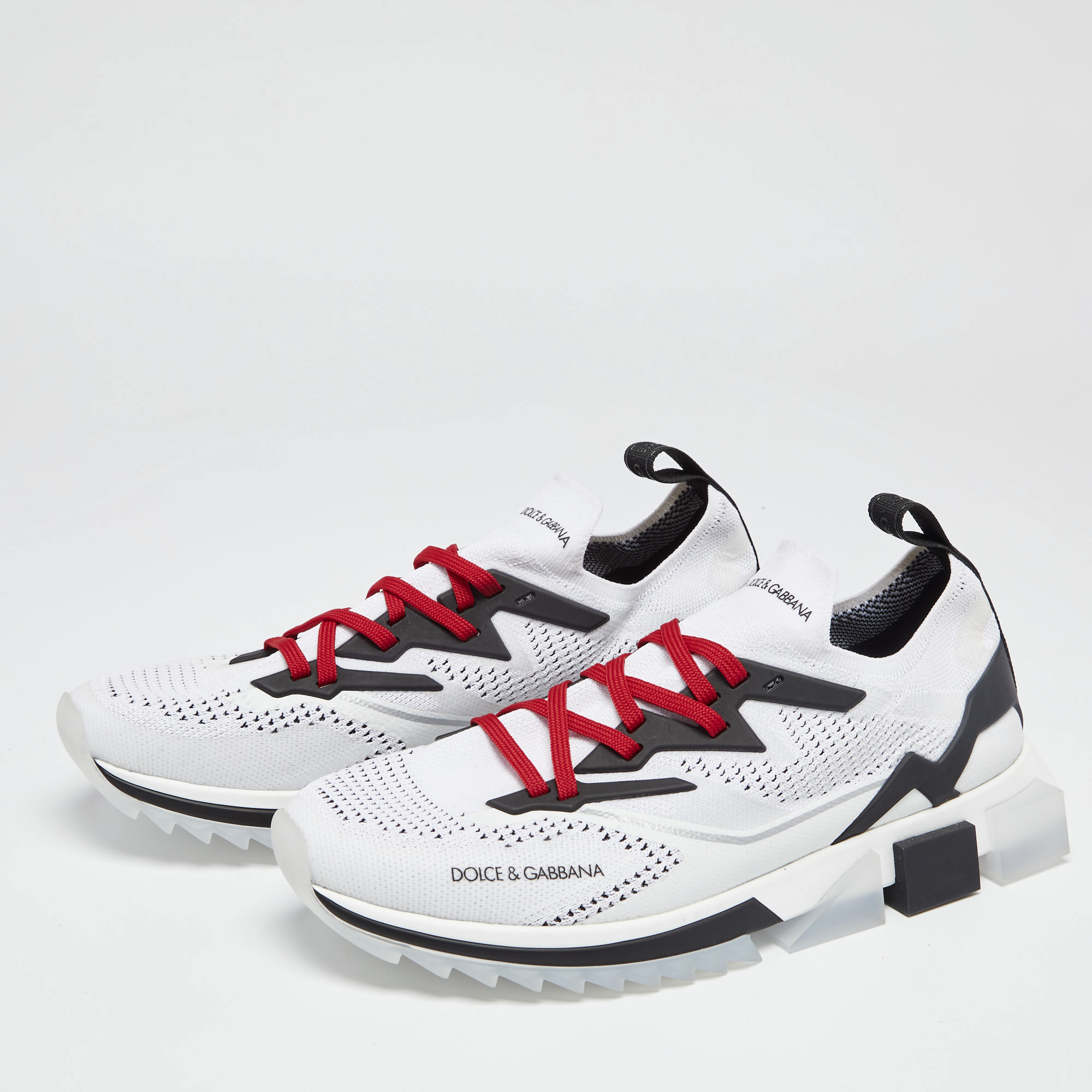 

Dolce & Gabbana White/Black Mesh And Leather Sneakers Size