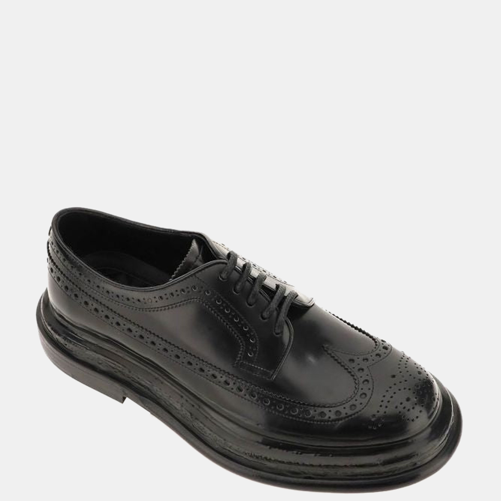 

Dolce & Gabbana Black Brushed Leather Derby Shoes Size EU
