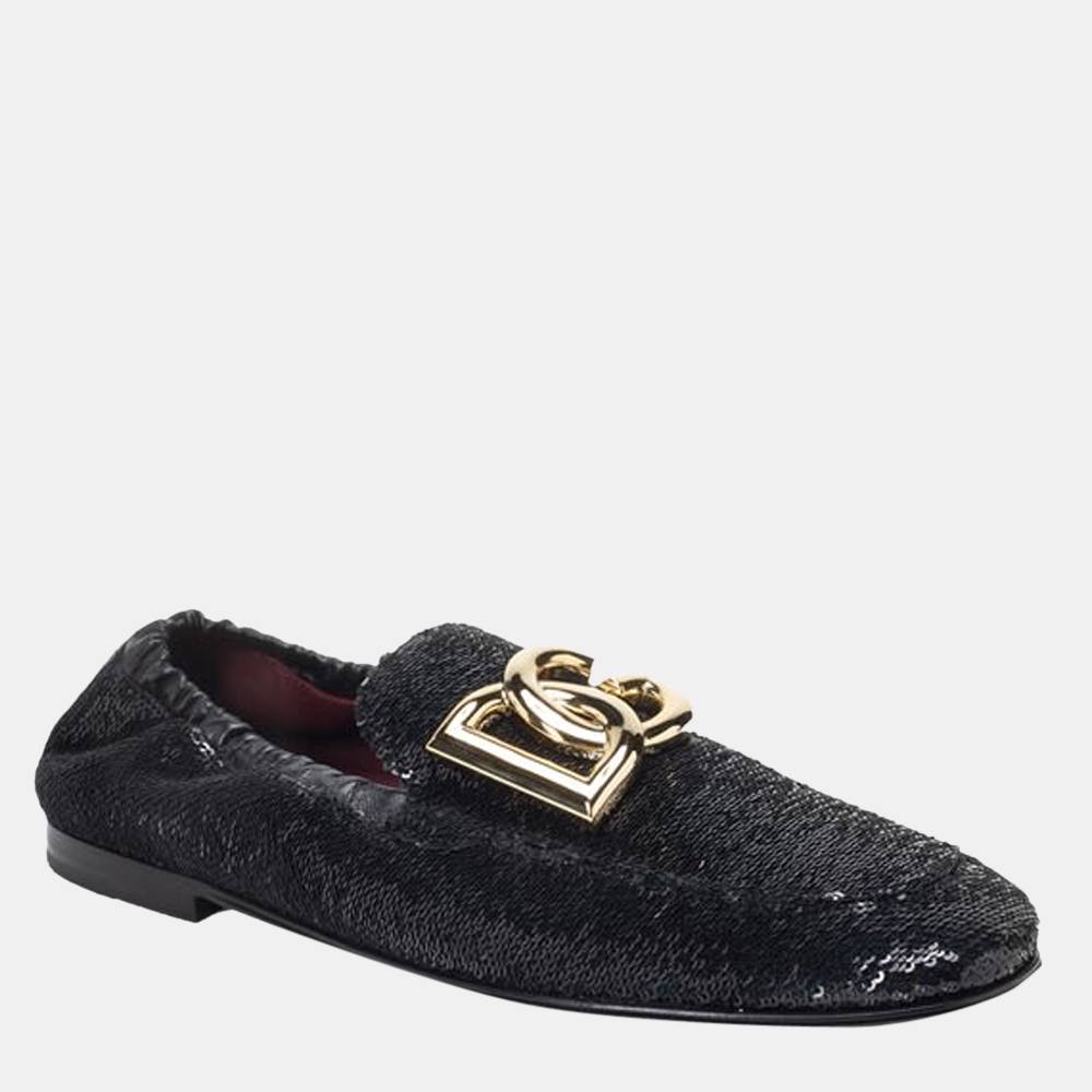 

Dolce & Gabbana black Mixed-material Ariosto slippers EU