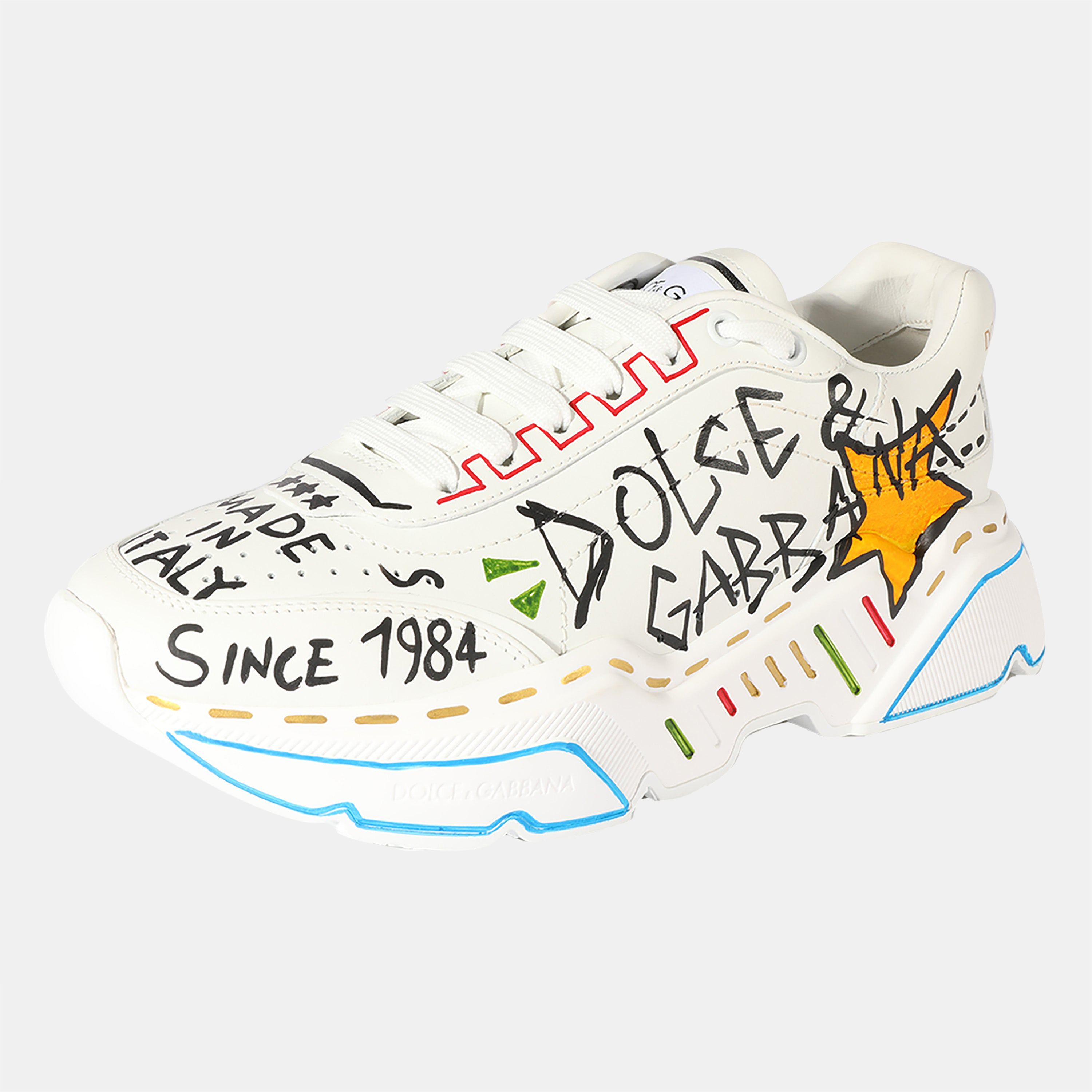 

Dolce & Gabbana White Graffiti Daymaster Low Sneaker EU