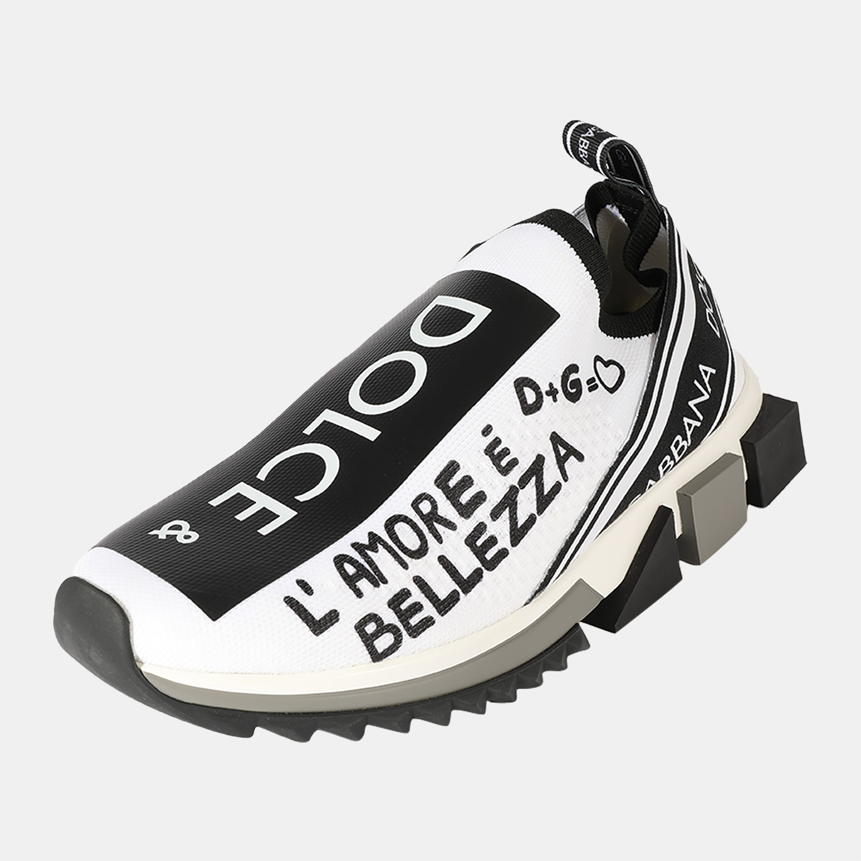 

Dolce & Gabbana White/Black Graffiti Sorrento Sneaker EU