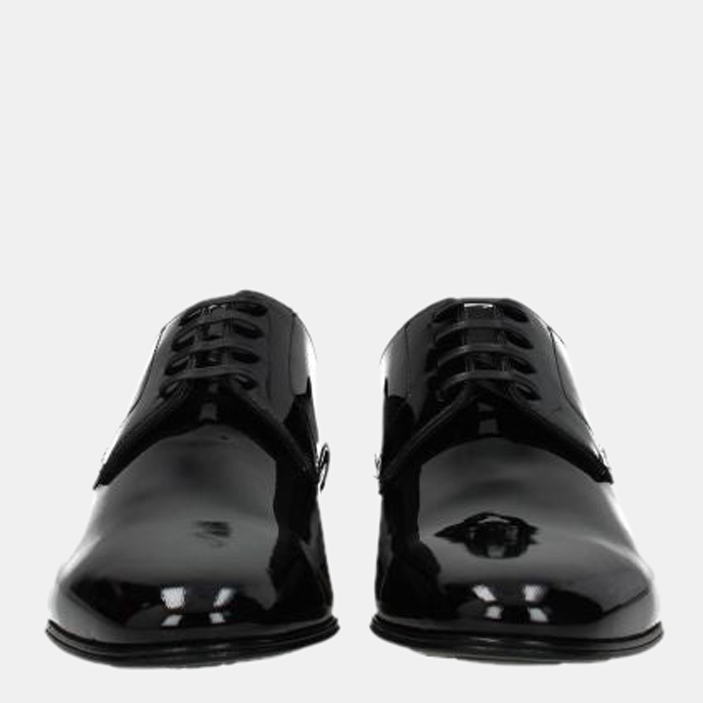 

Dolce & Gabbana Black Patent Leather Lace Up Derby Shoes Size US 8.5 EU