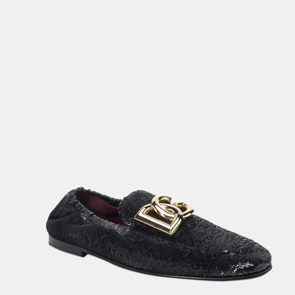 

Dolce & Gabbana Blue Sequin Loafers Size EU