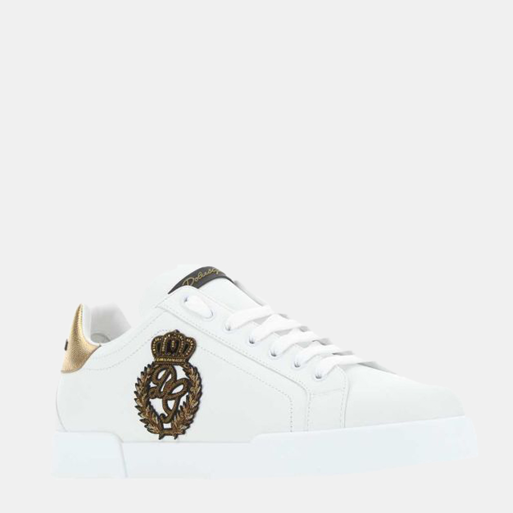 

Dolce & Gabbana White Calfskin Nappa Portofino Sneakers Size EU