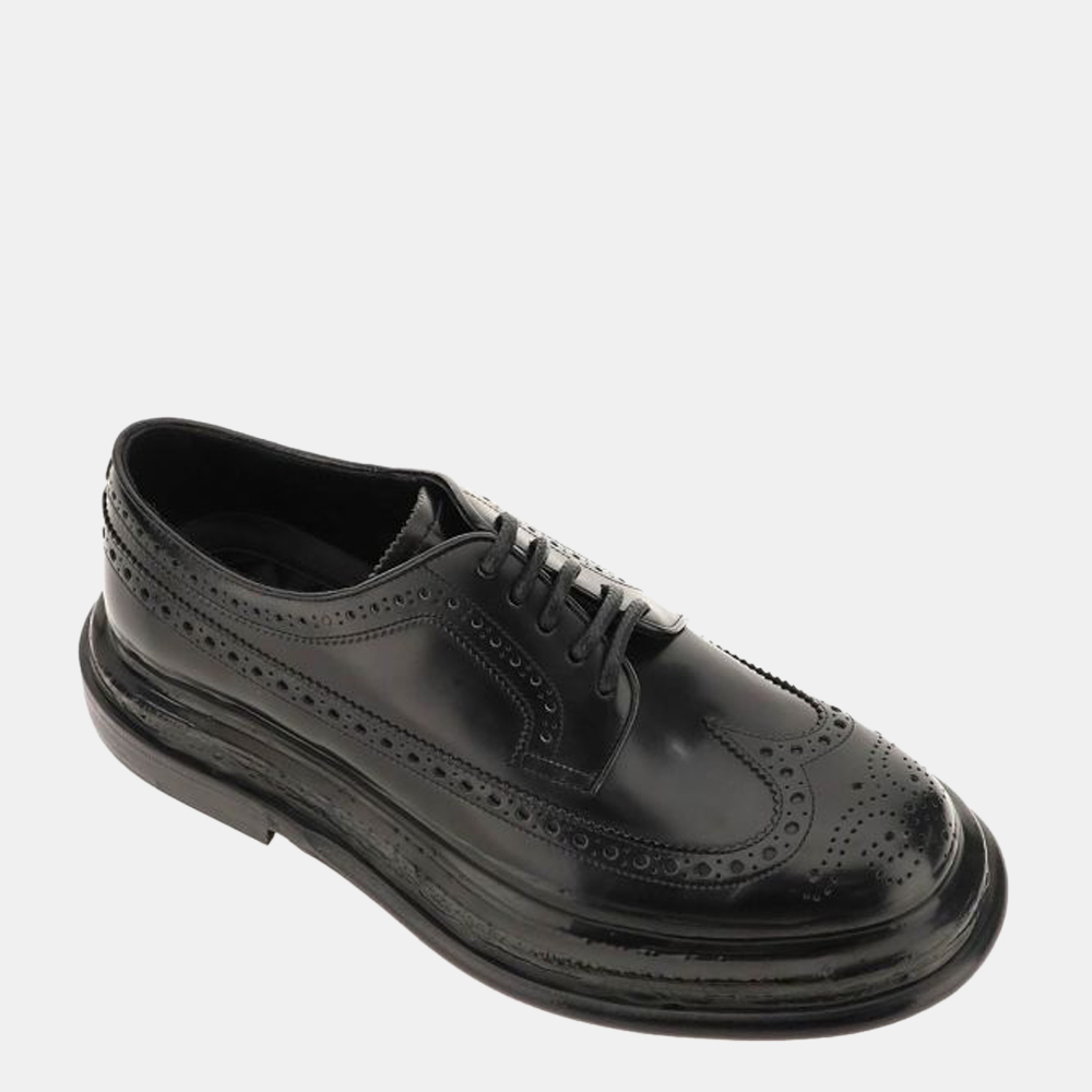 

Dolce & Gabbana Black Leather Detail Derby Shoes Size