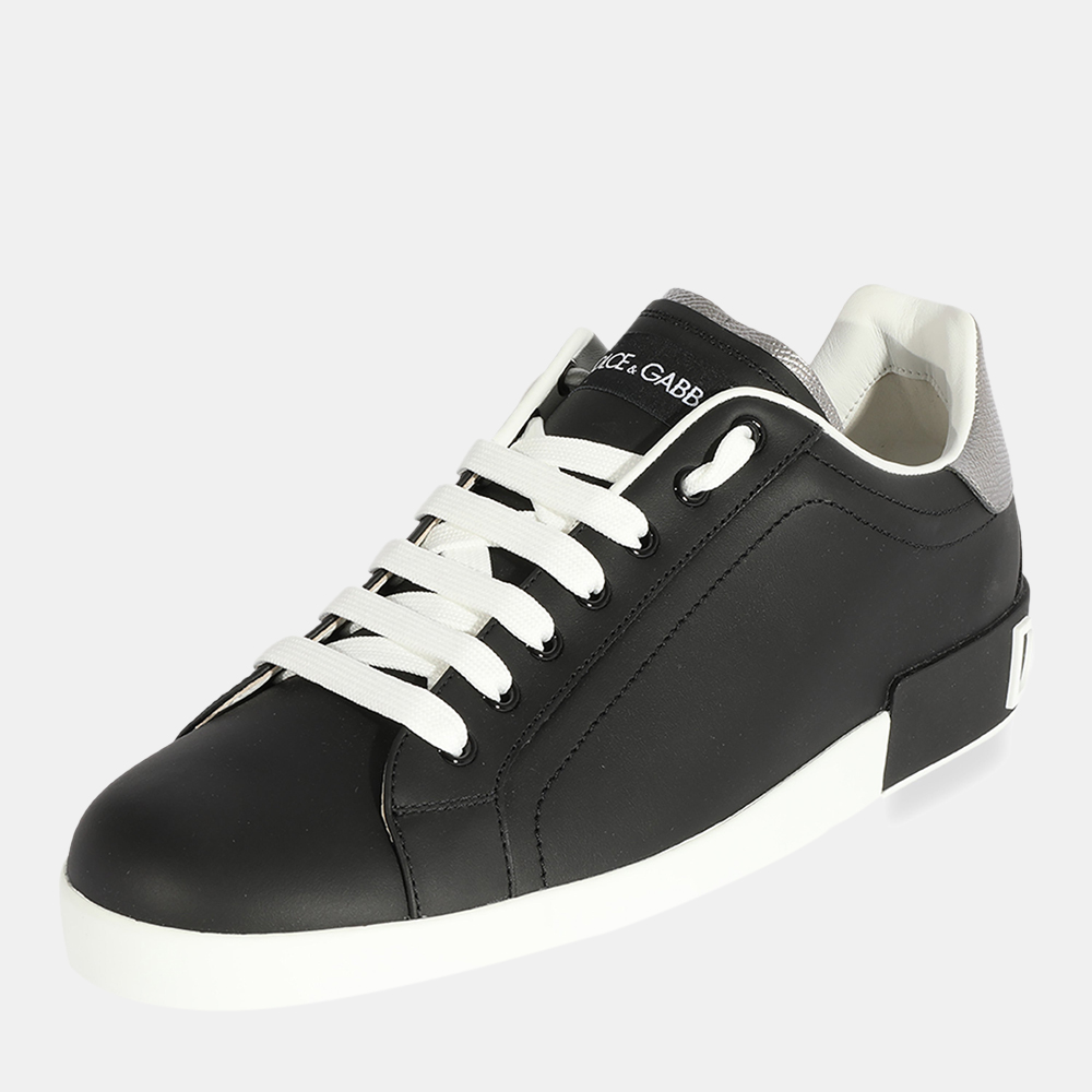 

Dolce & Gabbana Black/Silver Nappa calfskin Portofino Sneaker EU