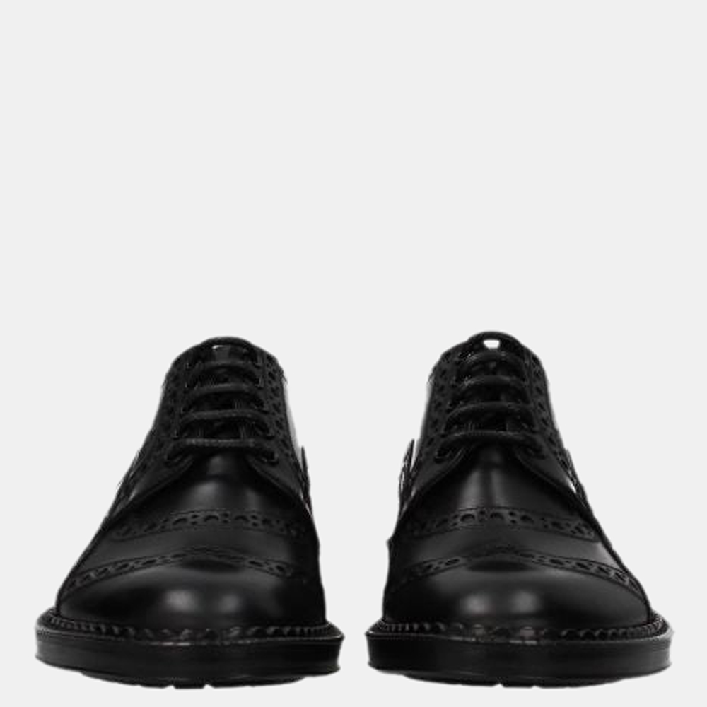 

Dolce & Gabbana Black Leather Detail Derby Shoes Size US 8