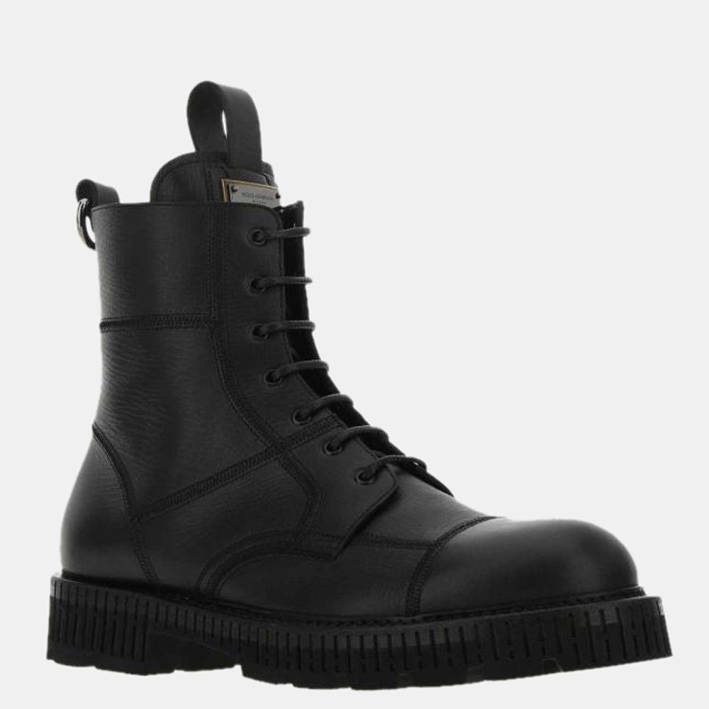 

Dolce & Gabbana Black Leather Cowhide Laced Up Boot Size EU