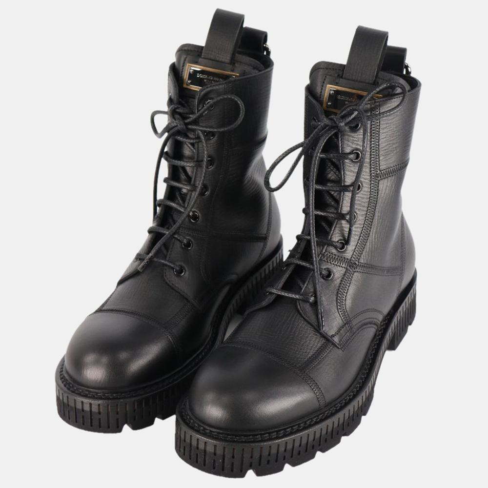 

Dolce & Gabbana Black Leather Cowhide Laced Up Boot Size EU