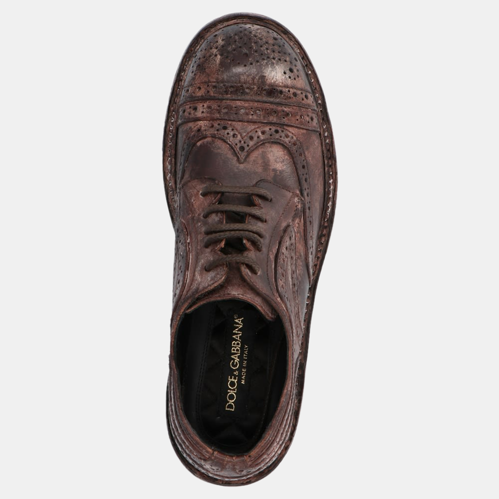 

Dolce & Gabbana Leather Vintage look Brogue Derby Shoes Size EU, Brown