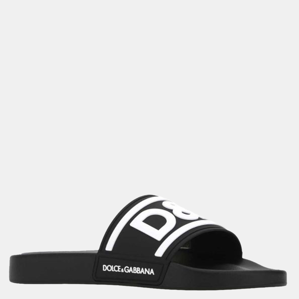 

Dolce & Gabbana Black Rubber Slippers Size EU