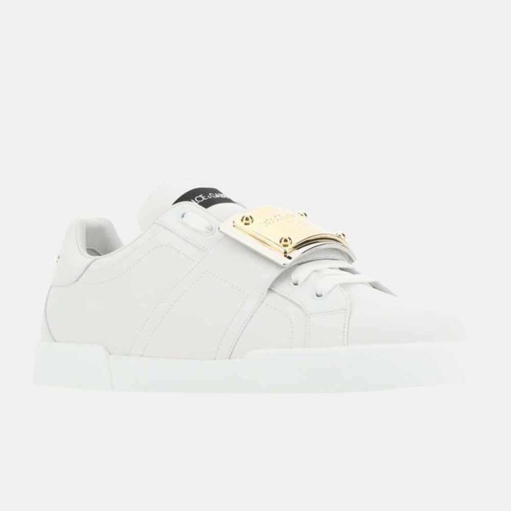 

Dolce & Gabbana White Portofino Leather Low-Top Sneakers Size EU