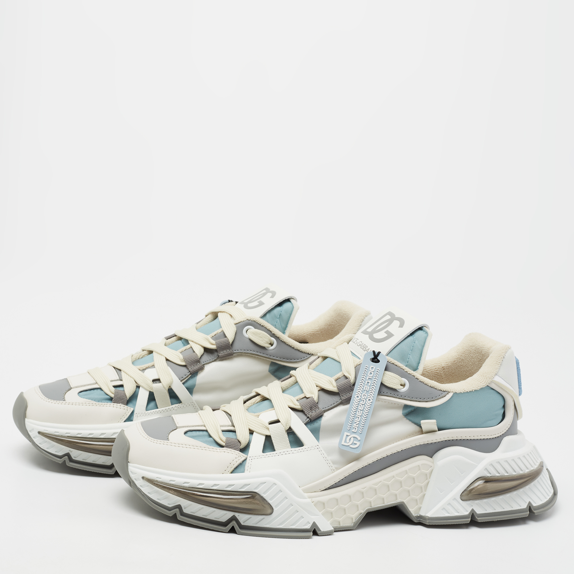

Dolce & Gabbana Multicolor Leather And Nylon Lace Up Sneakers Size