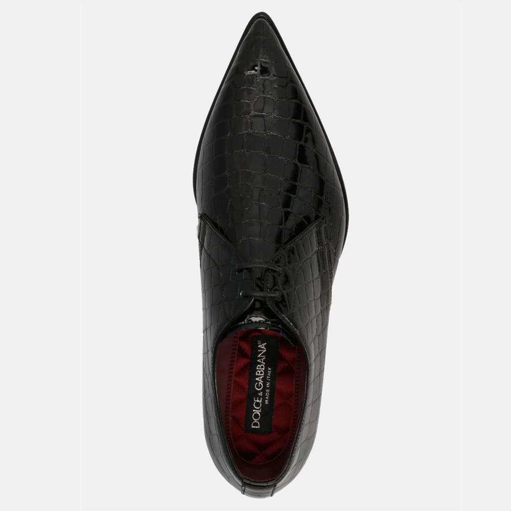 

Dolce & Gabbana Black Croc Leather Derby Shoes Size IT
