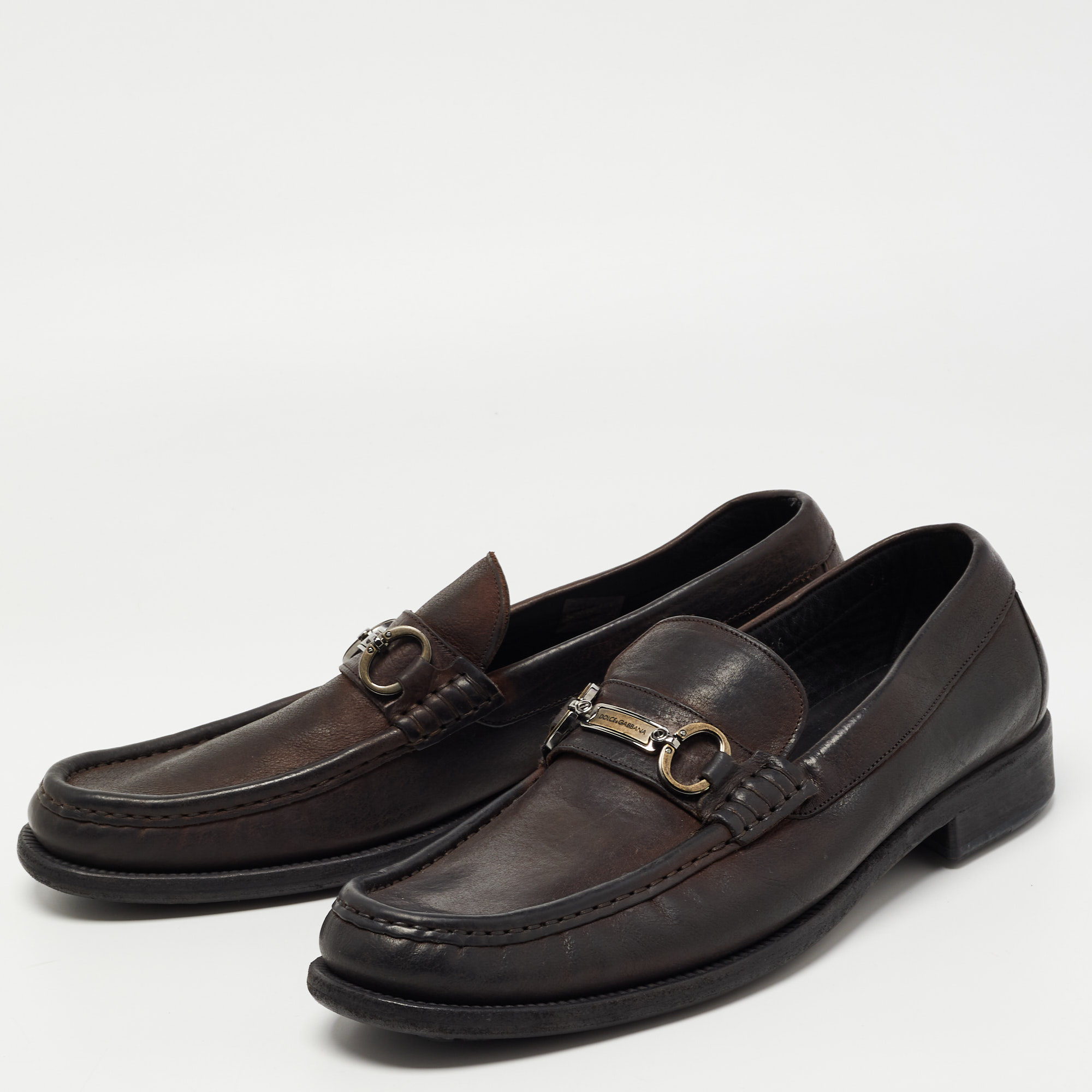 

Dolce & Gabbana Dark Brown Leather Loafers Size