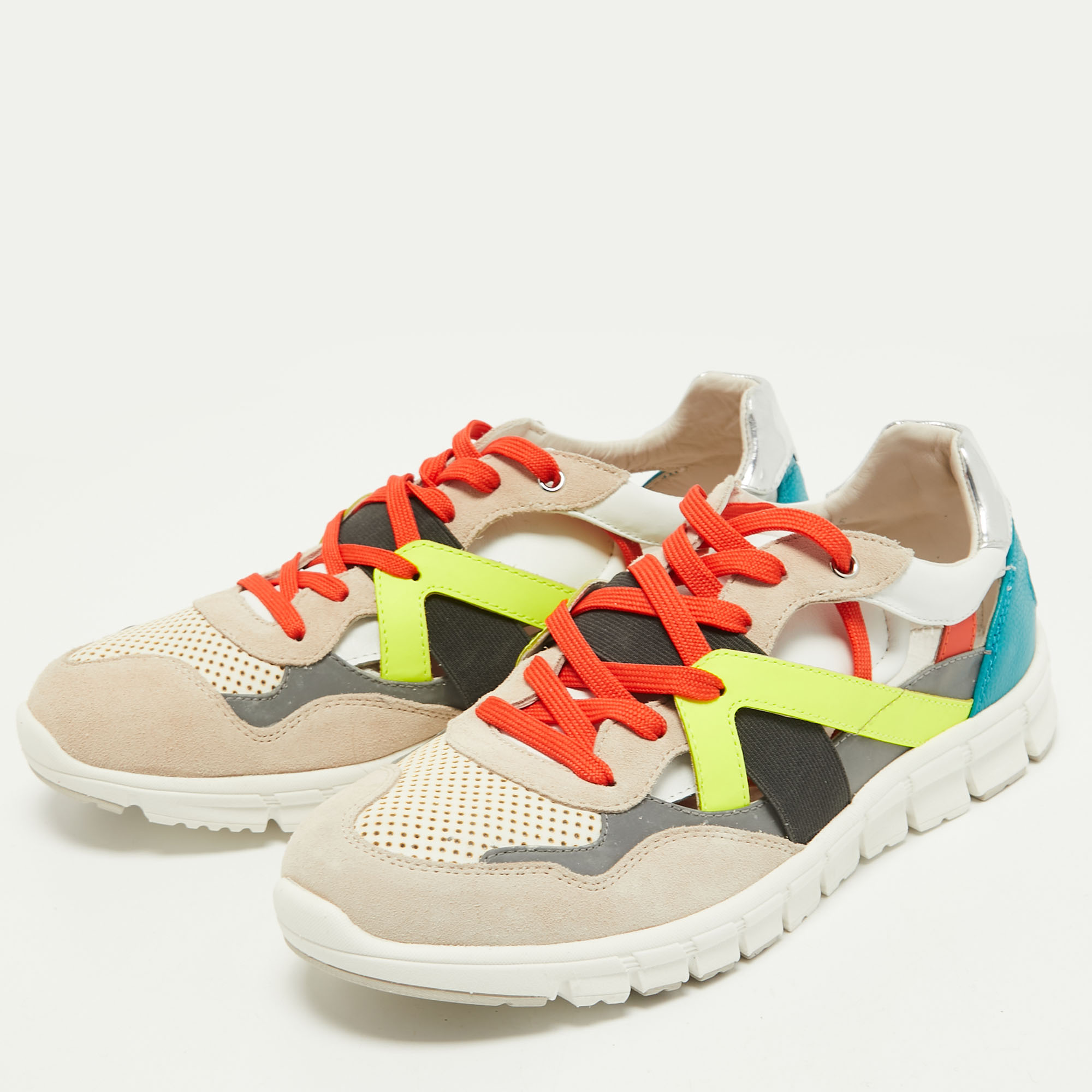 

Dolce & Gabbana Multicolor Suede and Leather Cut Out Sneakers Size