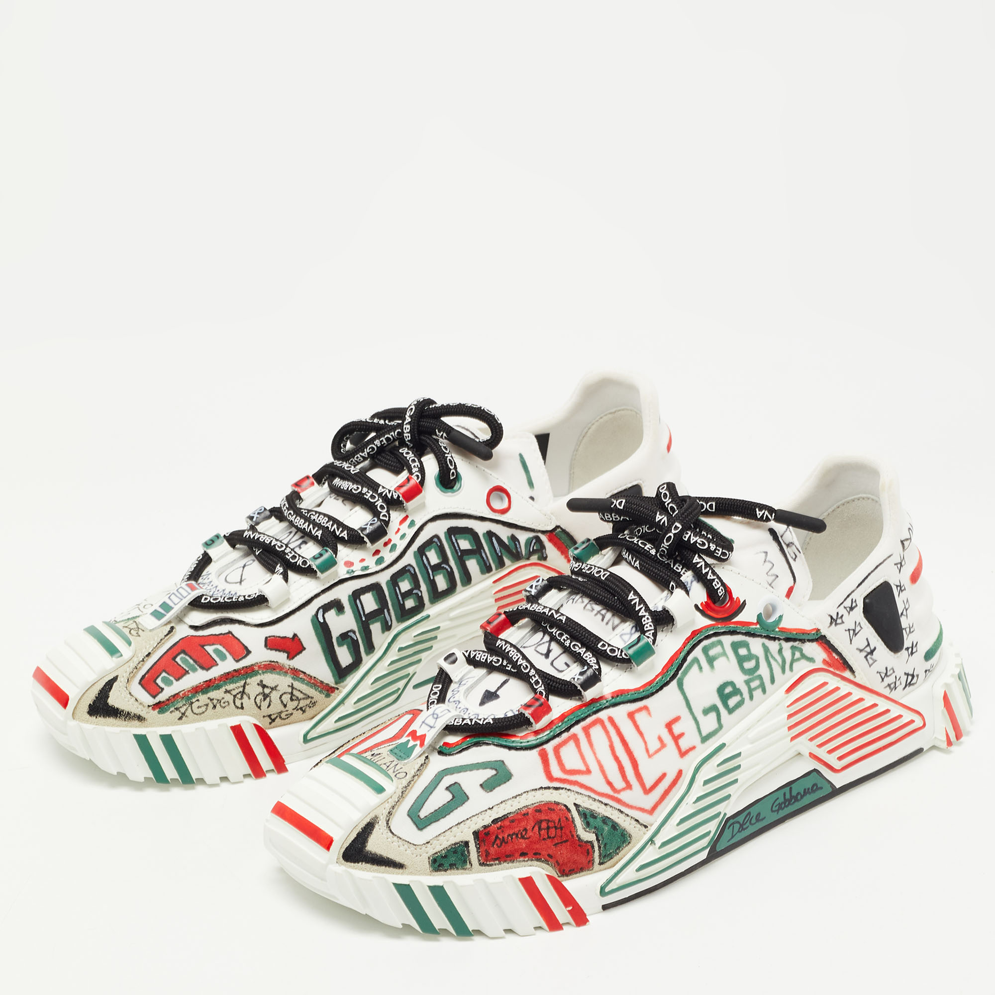 

Dolce & Gabbana Multicolor Canvas Graffiti Print Ns1 Low Top Sneakers Size