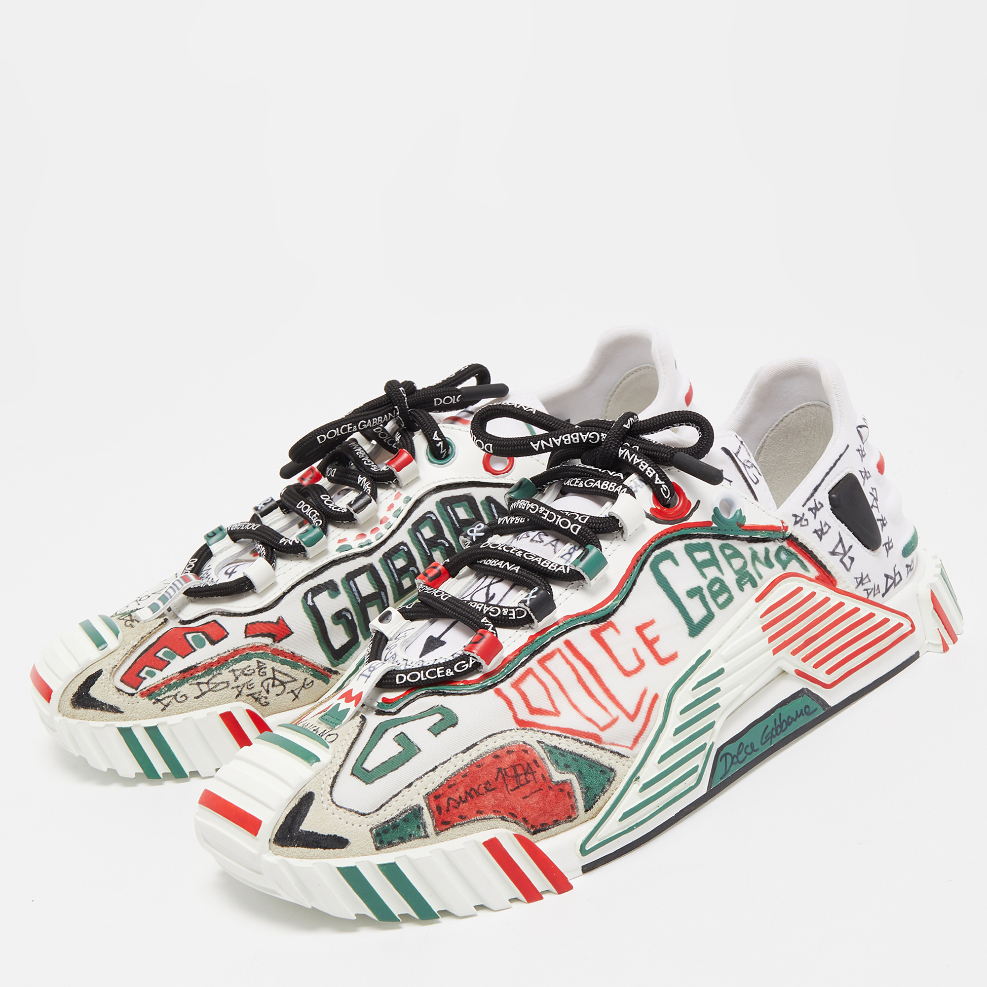 

Dolce & Gabbana Multicolor Canvas and Fabric Graffiti Print Ns1 Low Top Sneakers Size