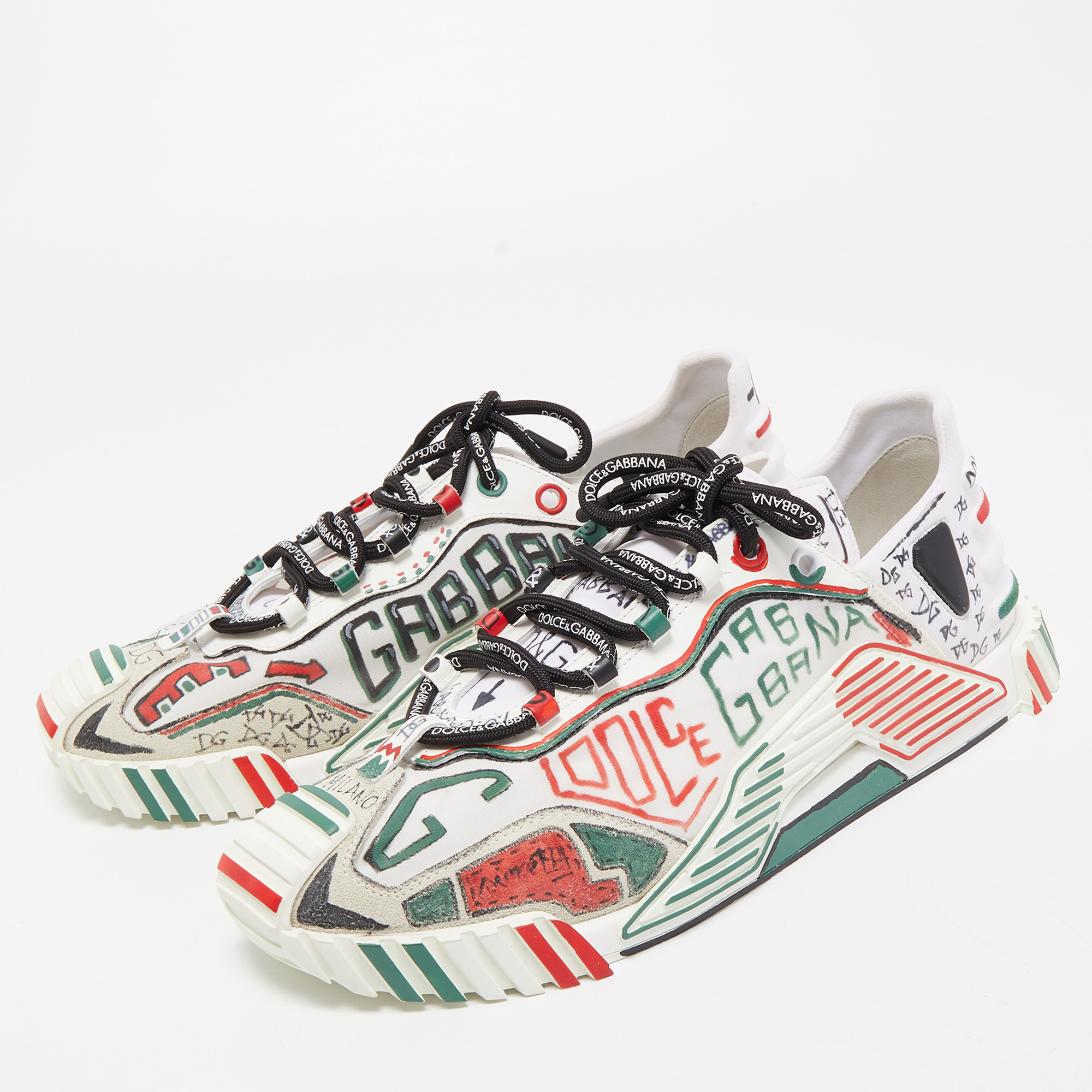 

Dolce & Gabbana Multicolor Canvas and Fabric Graffti Print NS1 Low Top Sneakers Size
