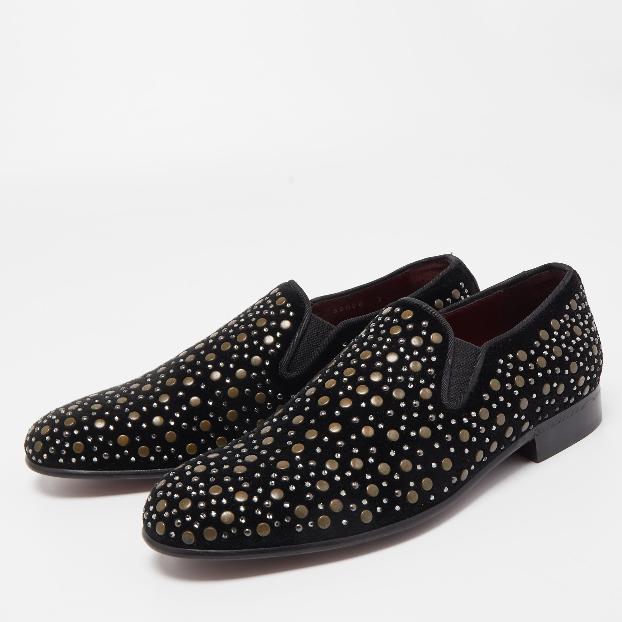 

Dolce & Gabbana Black Velvet Studded Loafers Size