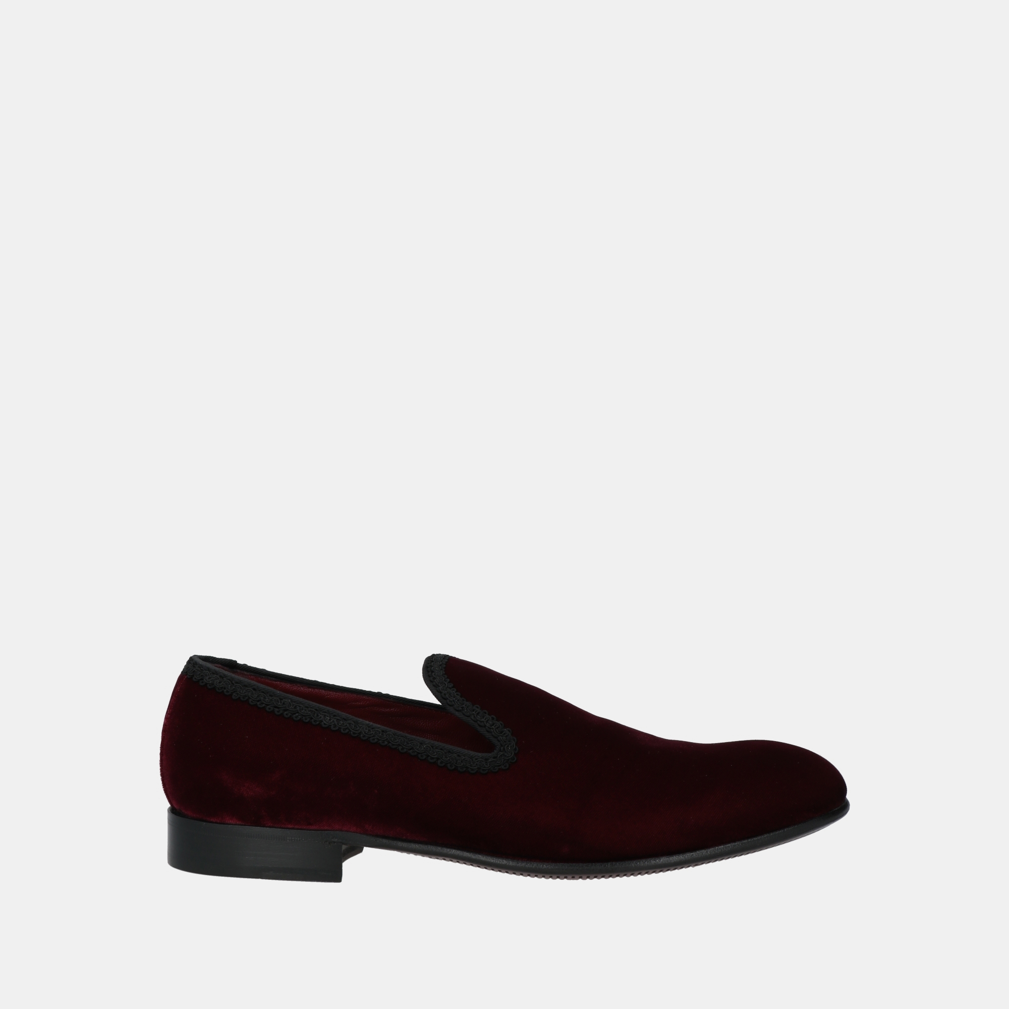 Pre-owned Dolce & Gabbana Burgundy Velvet Slip On Loafers Size 41